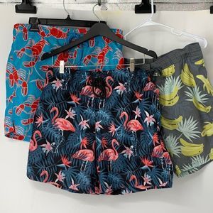 Lot of 3 Original Use George Mens Beach Lounge Shorts M 5019 Elastic Drawstring